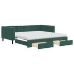vidaXL Lit de jour et gigogne et tiroirs vert foncé 100x200 cm velours