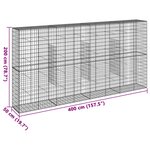 vidaXL Panier gabion avec couvercle 400x50x200 cm fer galvanisé