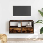 vidaXL Meuble TV chêne fumé 80x31x39 5 cm bois d'ingénierie et métal