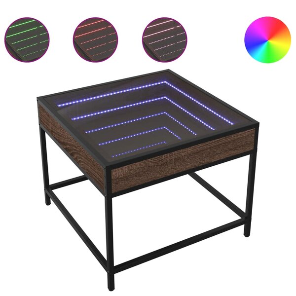vidaXL Table basse avec LED Infinity chêne marron 50x50x41 cm