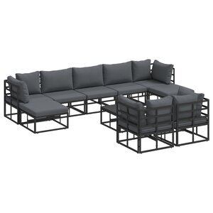 vidaXL Ensemble de canapé de jardin 10 Pièces Noir 70 x 70 x 32 cm