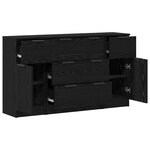 vidaXL Buffet 3 Pièces Chêne noir 121 x 30 x 70 cm Bois d'ingénierie