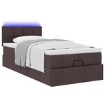 vidaXL Lit ottoman avec matelas et LED marron foncé 90x200 cm tissu