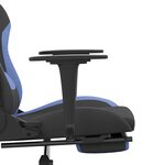 vidaXL Chaise de jeu de massage avec repose-pied Noir et bleu Tissu