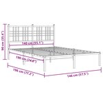 vidaXL Cadre de lit métal sans matelas et tête de lit blanc 140x190 cm
