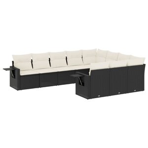 vidaXL Salon de jardin 10 Pièces avec coussins noir résine tressée