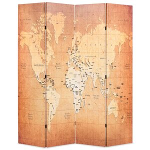 vidaXL Cloison de séparation pliable 160 x 170 cm Carte du monde Jaune