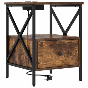 vidaXL Cabinet de chevet avec tiroir Chêne fumé 41 5 x 40 5 x 55 cm