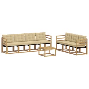 vidaXL Ensemble de canapés d'extérieur 8 Pièces Blanc et Beige