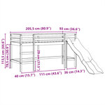 vidaXL Lit mezzanine enfants avec tour blanc/noir 80x200cm pin massif