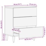 vidaXL Table de chevet gris clair 50x33x60 cm bois de manguier massif