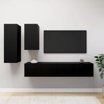 vidaXL Ensemble de meubles TV 4 Pièces Noir Bois d'ingénierie