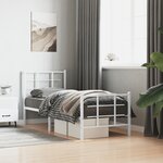 vidaXL Cadre de lit métal sans matelas avec pied de lit blanc 75x190cm