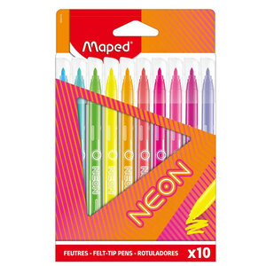 Feutres - Coloriage - Enfant - 10 couleurs néon - Pointe moyenne - Maped