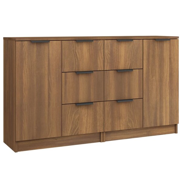 vidaXL Buffets 2 Pièces chêne marron 60x30x70 cm Bois d'ingénierie