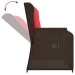 vidaXL Banc inclinable de jardin avec coussins marron résine tressée