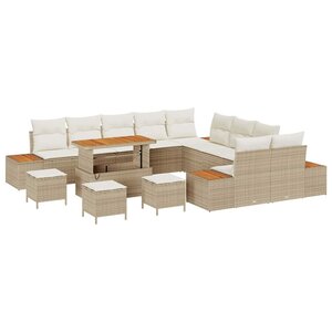 vidaXL Ensemble de canapé de jardin avec coussin Beige Poly rotin