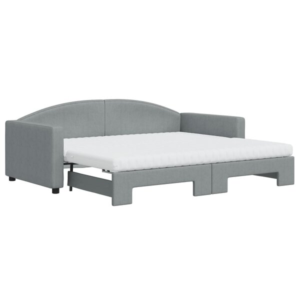 vidaXL Lit de jour avec gigogne et matelas gris clair 90x190 cm tissu
