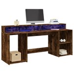 vidaXL Bureau et lumières LED chêne fumé 200x55x91cm bois d'ingénierie
