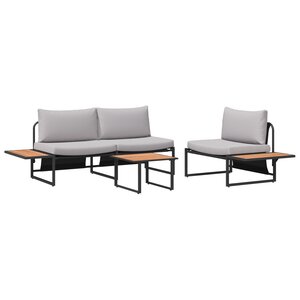 Ensemble de canapé de jardin 3 pièces vidaXL avec coussins gris clair
