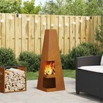 vidaXL Braise Marron 35 x 35 x 100 cm Acier résistant aux intempéries