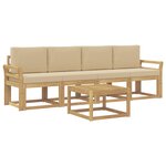 vidaXL Ensemble de canapés d'extérieur 5 Pièces Blanc et Beige