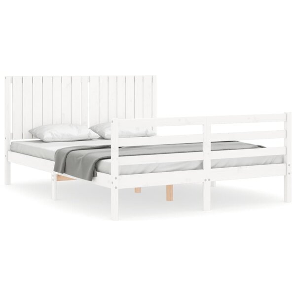 vidaXL Cadre de lit sans matelas blanc 160x200 cm bois massif