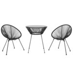 vidaXL Ensemble à manger de jardin 3 Pièces Noir