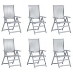 vidaXL Chaises inclinables de jardin 6 Pièces avec coussins Bois d'acacia