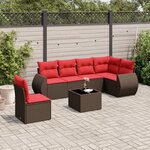 vidaXL Salon de jardin avec coussins 7 Pièces marron résine tressée