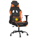 vidaXL Chaise de jeu de massage et repose-pied Noir&Orange Similicuir