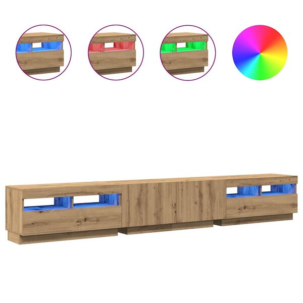vidaXL Meuble TV avec lumières LED chêne artisanal bois d'ingénierie