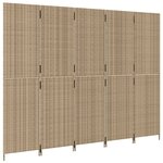 vidaXL Cloison de séparation 5 panneaux beige résine tressée