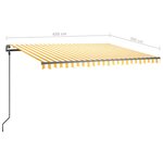 Vidaxl auvent manuel rétractable avec poteaux 4 5x3 m jaune et blanc