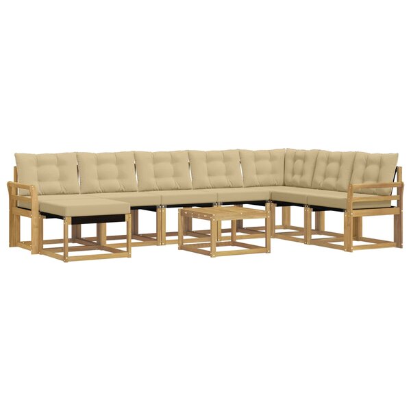 vidaXL Ensemble de canapés d'extérieur 9 Pièces Blanc et Beige