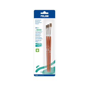 Blister 3 pinceaux plats série 121 nº 6  8 et 10