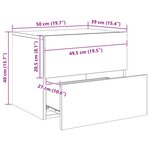 vidaXL Table de chevet murale avec lumières LED blanc