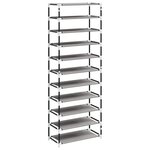 vidaXL Armoire à chaussures Gris 60x30x166 cm Tissu