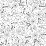 Papier calque japonais N&B 90 g/ m² - 30 x 30 cm - Fleurs