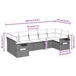 vidaXL Salon de jardin avec coussins 7 Pièces gris clair résine tressée
