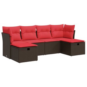 vidaXL Salon de jardin avec coussins 6 Pièces marron résine tressée