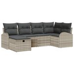 vidaXL Ensemble de canapé de jardin 6 Pièces Gris clair Poly rotin