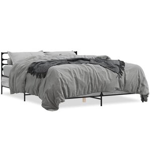 vidaXL Cadre de lit sans matelas sonoma gris 150x200 cm