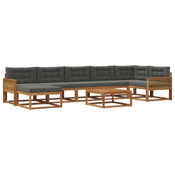 vidaXL Ensemble de canapés d'extérieur 8 Pièces Naturel et Anthracite