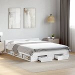 vidaXL Cadre de lit avec tiroirs sans matelas blanc 160x200 cm