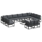 vidaXL Ensemble de canapé de jardin 13 Pièces Noir 70 x 70 x 32 cm