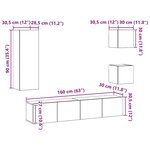 vidaXL Ensemble de meubles TV 5 Pièces Chêne noir 160 x 30 x 30.5 cm
