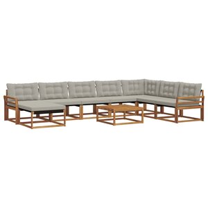 vidaXL Ensemble de canapés d'extérieur 9 Pièces Gris Naturel et Clair