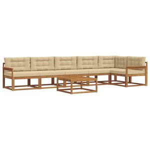 vidaXL Ensemble de canapés d'extérieur 7 Pièces Naturel et Beige
