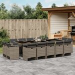 vidaXL Ensemble à manger de jardin 15 Pièces coussins gris résine tressée